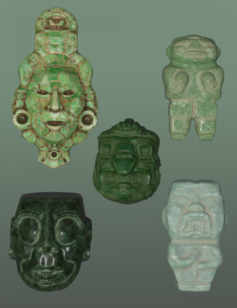 マヤ、インカ、アステカなどの南米古代文明の黒曜石のナイフ。５種 